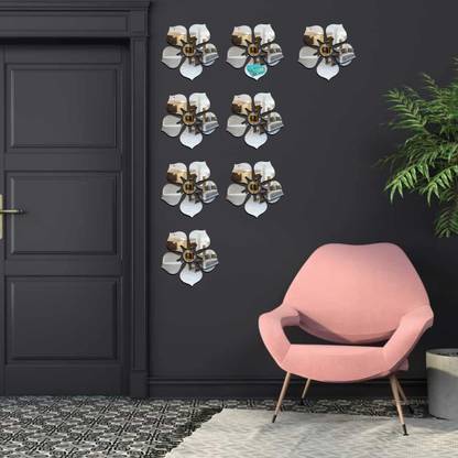 KITTY DIVINE 45 cm 100 Square Golden wall mirrors|acrylic stickers|655 Self Adhesive Sticker