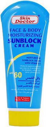 SKIN DOCTOR Sunscreen - SPF 60 FACE AND BODY MOISTURIZING (SUNBLOCK CREAM) WITH VITAMIN E 170G