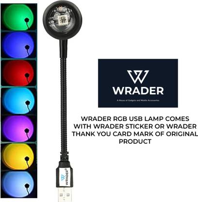 WRADER Sunset Projection Lamp with 7 Colors + 13 Functional Modes, 360 Degree Rotatable USB Sunset Night Light Romantic Visual Ambient Light for Home Bedroom Car Party Selfie Decor Room Hall and More Night Lamp