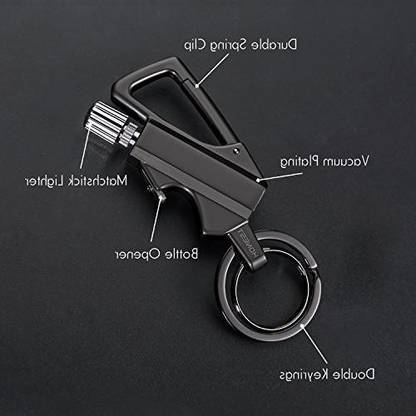 Explorer ™ Waterproof Outdoor Survival Tool Keychain Flint Fire Starter Petrol Camping 3 in 1 Key Chain Matchstick Lighter Creative Lighter Bottle Openerr Cigarette Lighter