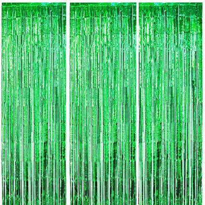 rdgadgets Green Fringe Foil Curtains For Decoration Pack of 3
