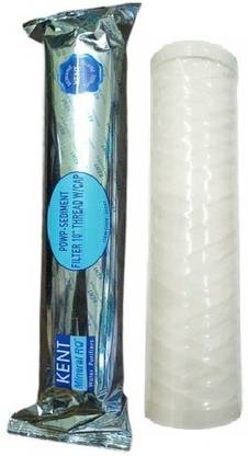 KENT PP Filter POWP Sediment Filter 10" Thread W/CAP Premium High Quality Heavy Spun Candle Prefilter Inline PP Spun 10 Inch Sand Dust Dirt Remove Filter 5 Micron Aqua Grand Spun Filter for RO UV UF Mineral Water Purifiers Service String Filter Cartridge