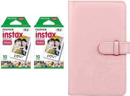 FUJIFILM Instax Mini 10x2 Sheets Instant Film with Blush Pink Album 96 Sheets Film Roll