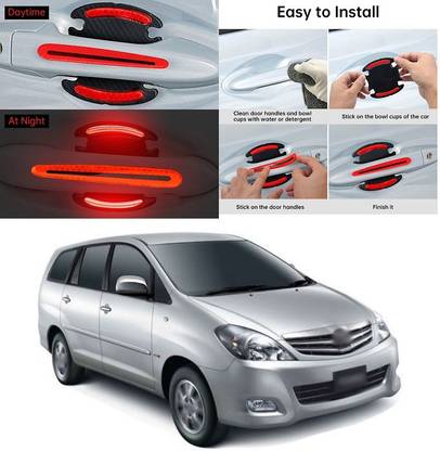 PROEDITION 8pcs Universal 3D Carbon Fiber Texture car Door Handle Bowl Protector（Red C242 Matte, Glossy, Chrome Toyota Innova Side Garnish