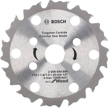 BOSCH Circular Saw Blade 4''-12T - Eco for Wood - 110 x 1.6 / 1.0 x 20mm - Tungsten Carbide WOOD CUTTING Wood Cutter