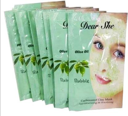 Three Elements 10 pieces Dear She olive oil charcoal bubble mask for face