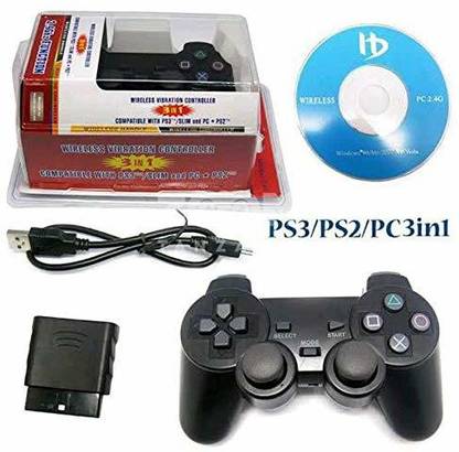 Zuber 3in1 Game Pad Wireless Vibration Controller for PC/PS2/PS3/Laptop Support  Gaming Accessory Kit