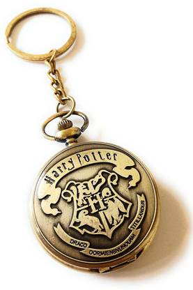 DSR Metal Bronze Analog Vintage Style Round Dial Quartz Unisex Antique Key chains Pocket Watch Keychain with Roman Numbers with Small Box Harry-Potter-H Antique Pocket Watch With Rings Metal Alloy Pocket Watch Chain