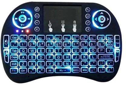 Viraan Mini Wireless Keyboard with Touchpad and Multimedia Keys for Android TV Box, Windows, Android & iOS Devices ( Black ) Led Light Buttons Wireless Standard Multi-device Keyboard