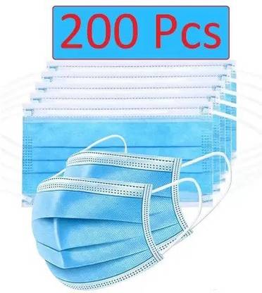 RRHR SALES Mask with nose pin 3 layered / 3 ply with Meltblown layer in middle , Surgical Face mask 100% certified anti pollution - anti viral Mask with Nose-pin and soft Ear-loops Mask- Meltblown Water Resistant Surgical Mask With Melt Blown Fabric Layer (Blue, Free Size, 3 Ply) Surgical Mask With Melt Blown Fabric Layer