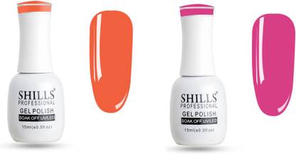 Shills Professional UV LED Soak Off Gel Polish ( Set Of 2 ) Orange, Pink