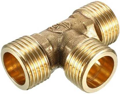 PBI Brass 1/8BSP T Shape Equal Pipe Connecting Fitting Joint 1/8" Male BSP Thread TEE Equal 3 Way T-Shaped for Plumbing Fitting Tube Pipe Connecting BRASS Fittings Connectors JOINTER 2PCS 3-Way Tee Pipe Joint