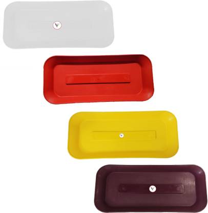 VINSHRA Rectangular Plastic Bottom Tray/Drip Tray For Planter/ Suitable For 20 Inch Pots/ Color Multicolor, 20 inch, Pack of 4 Pieces Plant Container Set