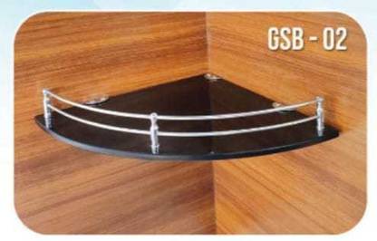 Vector CNC TOILET CORNER ROUND BLACK GLASS(2PCS) Glass Wall Shelf