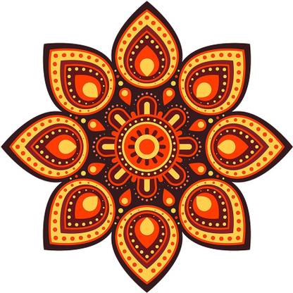 Aalam Designs 38 cm Rangoli Wall Sticker (PVC Vinyl, Color:- Multicolor) Self Adhesive Sticker