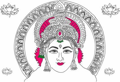 Aalam Designs 41 cm Maa Laxmi Wall Sticker (PVC Vinyl, Color:- Multicolor, Size:- 41 Cm X 60 Cm) Self Adhesive Sticker