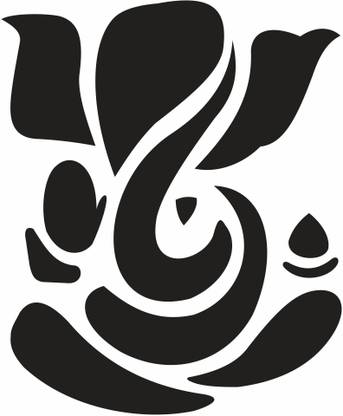 Aalam Designs 57 cm Shree Ganesha Wall Sticker (PVC Vinyl, Color:- Black, Size:- 57 Cm X 47 Cm) Self Adhesive Sticker