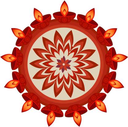 Aalam Designs 38 cm Rangoli Wall Sticker (PVC Vinyl, Color:- Multicolor) Self Adhesive Sticker