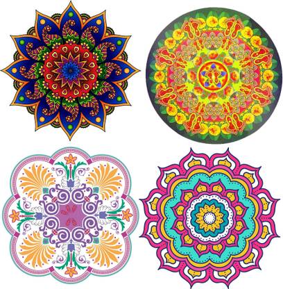Aalam Designs 61 cm Rangoli Combo Wall Sticker (PVC Vinyl, Color:- Multicolor) Self Adhesive Sticker