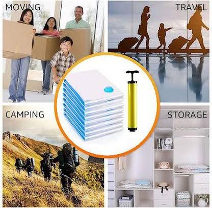 ECAPT Reusable Zip lock Smart Space Saver Bags with Hand Pump for Travel