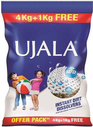 Ujala IDD Detergent Powder - 4 kg with Free Detergent - 1 kg Detergent Powder