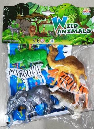 deepak badkur Wild Animal Kids Toy Set Toys 6 Pcs t large size (Multicolor)