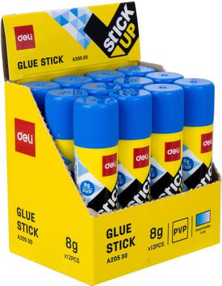 Deli 12 Stick Up, Blue Extra Adhesive Strong Washable Glue, Fast Drying Portable Paper Glue Stick, Glue Stick for Paper, Projects, Art and Craft, Creative Work Art