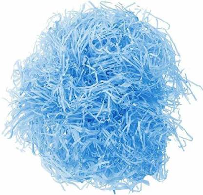 JHINTEMETIC 100 GR. Sky Blue Paper Grass for Crafts Project Gift Packing, Packing of Gifts for Marriage, Christmas, Baby Shower & Any Other Occasion or Party (Sky Blue)