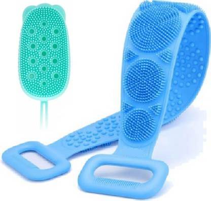 VAAMnational Bath Brush silicone Bath Body Brush Exfoliating Double Side Silicone Body Back Scrubber Belt Long Back Cleaning Shower Strap for Men Women