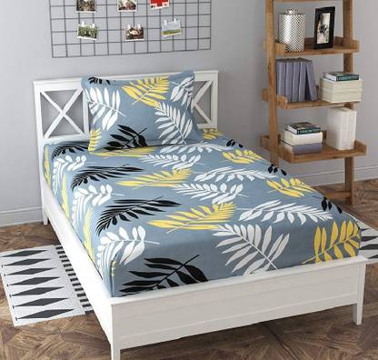 Laying Style 210 TC Cotton Single Printed Fitted (Elastic) Bedsheet