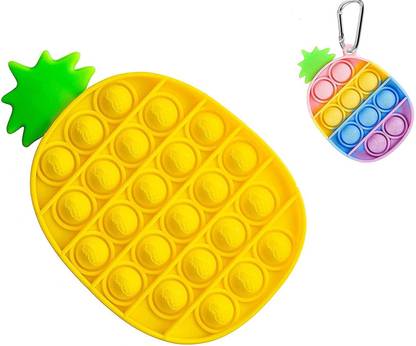 ToyEra Pop up It Push on Pop Bublé Fidget Sensory Toy Set, Push on Pop Silicone Game Toy (2 in 1 Pineapple) Party & Fun Board Game