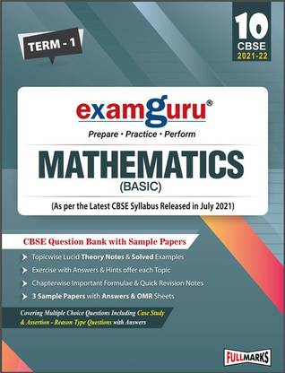 Examguru Mathematics (Basic) Question Bank Term 1 and Term 2 for Class 10