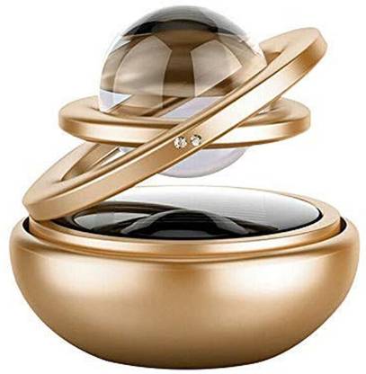 SOONICK Car Double Ring with Crystal Ball 360 Auto Rotate Portable Usage Dashboard Idol (Solar Ring with Ball, Car Air Vent Trim