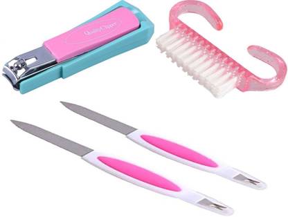 Glamezone 2 in 1 Manicure Pedicure Nail File Tool Cuticle Trimmer Cutter Remover for Women & Nail Clipper & Cutter with Nail Brush