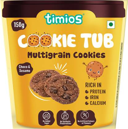Timios Cookie Tub- Multigrain, Rich in Protein, Iron and Calcium Cookies-150g Bakery Biscuit
