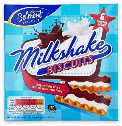 Belmont Milkshake Biscuits With Milk & Cocoa Cream Filling 6 Packs Crispy Biscuits (Imported) Cream Filled Biscuit