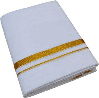 TRUEVELLI Truevelli_ButterFly_Double_Dhoti_Gold_Zari_3.65_Mts_D.No:476M Solid Men Dhoti