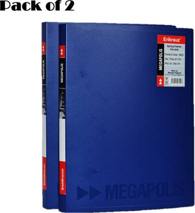 ERIKRAUZ Premium megapolis Spring fastner File A4 Size strong Durable / Folder for Office documents and certificate Plastic File Matte Texture A4