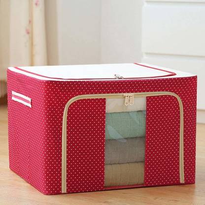 KPONE 1 Cloth Storage Box - 66 Ltr Wardrobe Living Box - Storage Boxes for Clothes, Blanket Cover Bag, Steel Frame Storage Box,Clothes Rack & Folding and Sari Cover