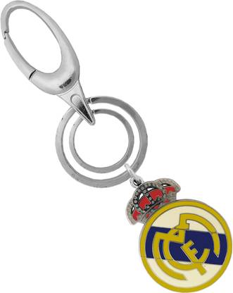 MGP FASHION Gift Stylish Keyring Pendant Stainless Steel Locking Hook Full Metal Round Shape Real Madrid Football Club Logo Keyring Accessories (Multicolour) Chabi Challa Key Chain