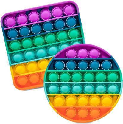 WHITE POPCORN Push Bubble Fidget Sensory Toy, Fidget Toys for Kids Adults, Fidget Popper Stress Reliever Toys for Autism ADHD Special Needs, a Quiet One Side and a Loud Another Side to Pop( PACK OF 2)