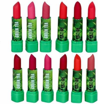 ads COLLECTION Green Tea Extract Multicolor Lipstick Set of 12