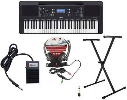 YAMAHA EE373 E373 Keyboard with Adapter, Headphone, Sustain Pedal, Stand Combo Pack Digital Arranger Keyboard