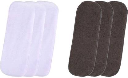 GRAYSEE High Quality 5 Layer Cotton Microfiber Insert Liner Reusable Washable Cotton Diaper Nappy Inserts for Baby Cloth Diapers , (S - M) - Pack Of 6