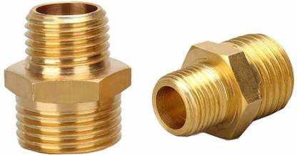 PBI Brass Hex Reducing Nipple 1/8x1/4 BSP Male Connector Reducer 1/8" Inch x 1/4" Inch Hex Nipple Connector 2pcs 2-Way Reducer Pipe Joint