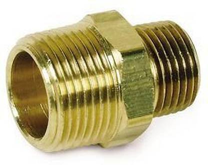 PBI Brass Hex Reducing Nipple 1/4x1/2 BSP Male Connector Reducer 1/4" Inch x 1/2" Inch Hex Nipple Connector 2pcs 2-Way Reducer Pipe Joint