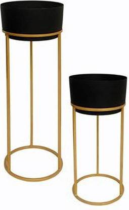 Feather Your Nest Black Texture MADISON Planter For Modern Home/Office Plant Container Set