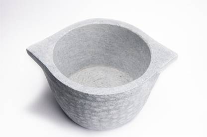 Zishta Handmade Natural Cookware Soapstone Kal Chatti Kadhai 20 cm diameter 2 L capacity