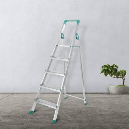 Bathla Prime 5-Step Foldable with Multi-Utility Support Handle Aluminium Ladder