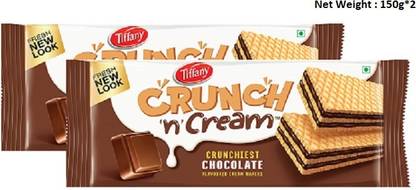 Tiffany Crunch n Cream Wafer - Chocolate Flavour - 150 g (Pack of 2)(Imported) Waffles